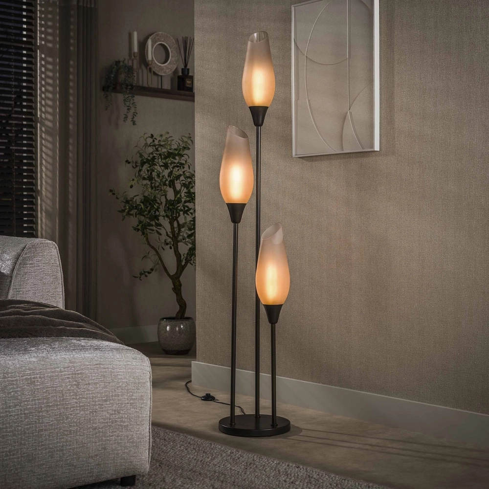 Lampe de pied en verre Cocoon 3x E27 - 168cm - verre dépoli