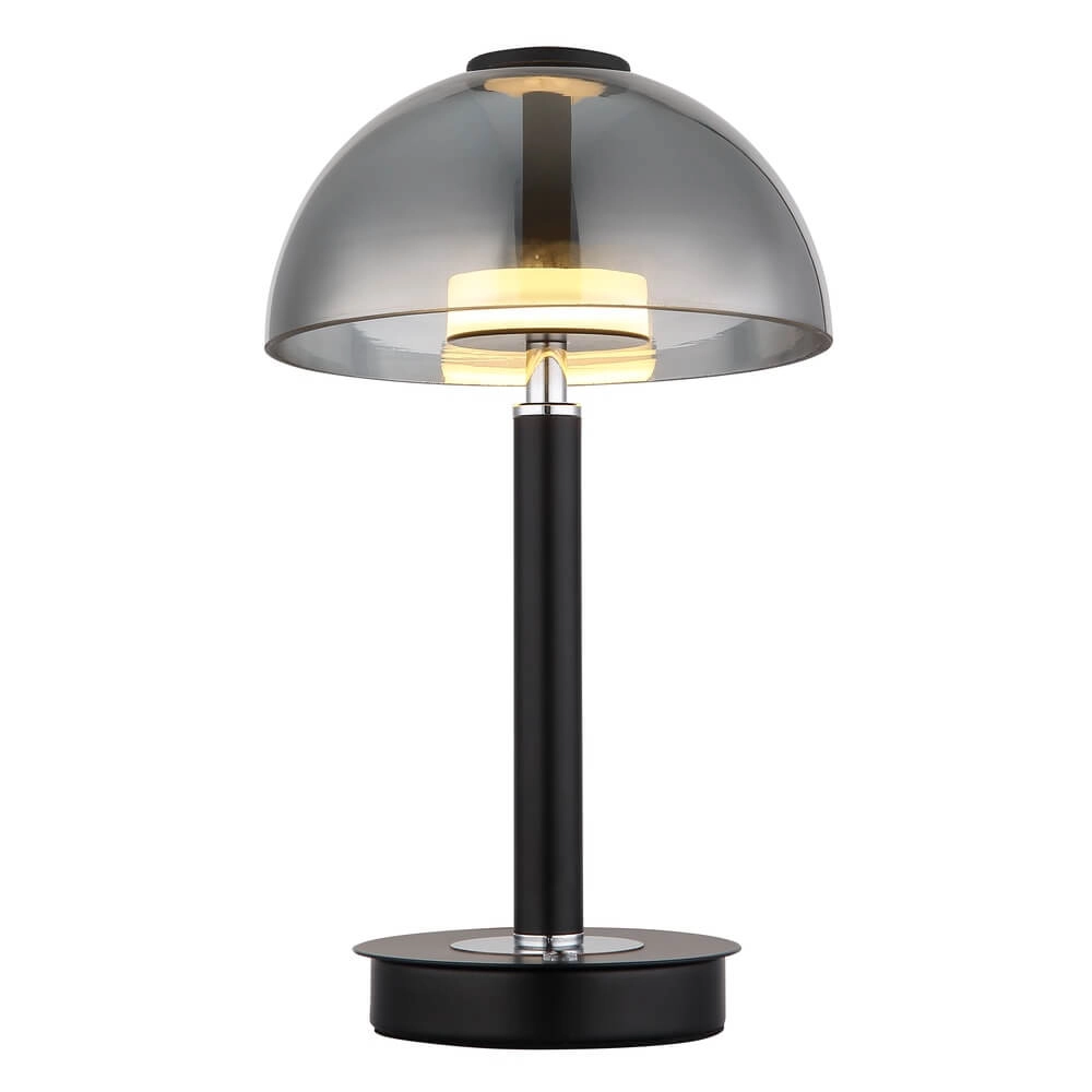 Lampe de table Uldin noir avec verre fumé Globo 9007371468720