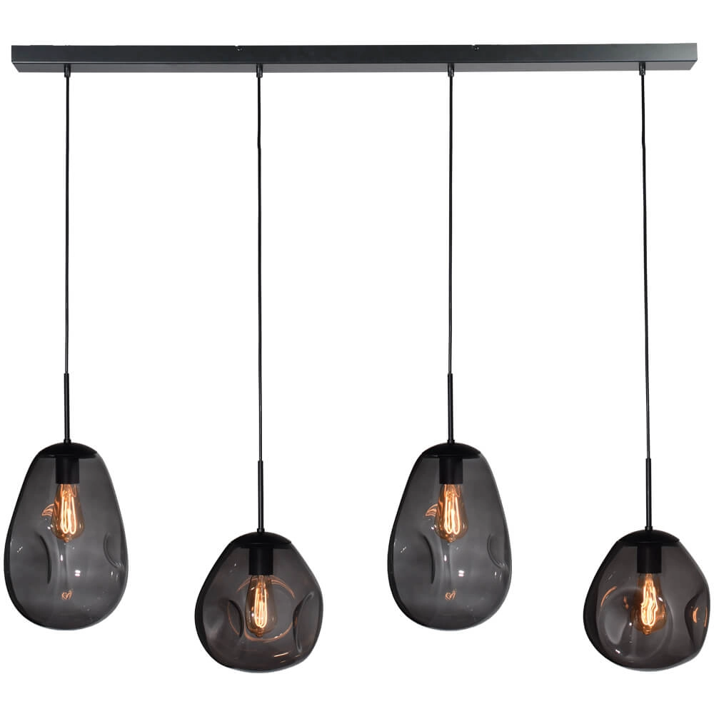 Lampe suspendue Lava 4x verre à fumée