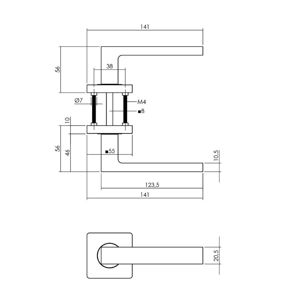 Jeu complet de poignées de porte Hera laiton Intersteel 8714186634790
