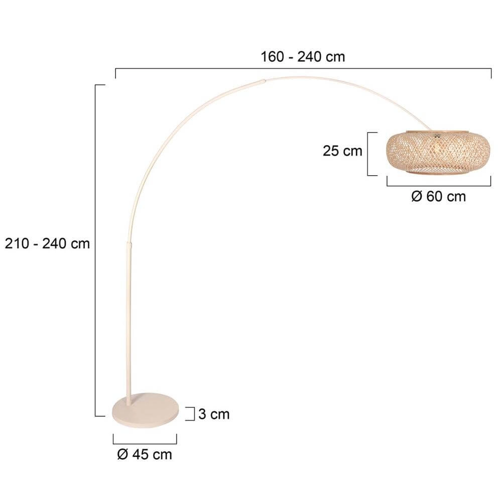 Lampe à arc Sparkled Light crème avec abat-jour en bambou Ø 60cm Steinhauer 8712746180008
