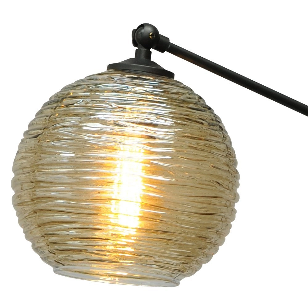 Lampe de table orientable Quinto Smoke avec verre rayé Masterlight 8718121216577