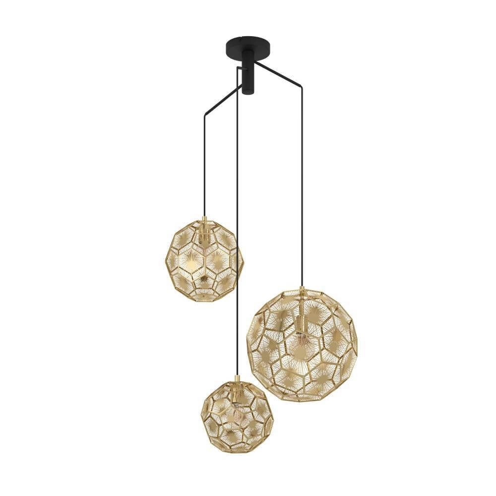Lampe suspendue dorée Skoura loft - 3 lumières