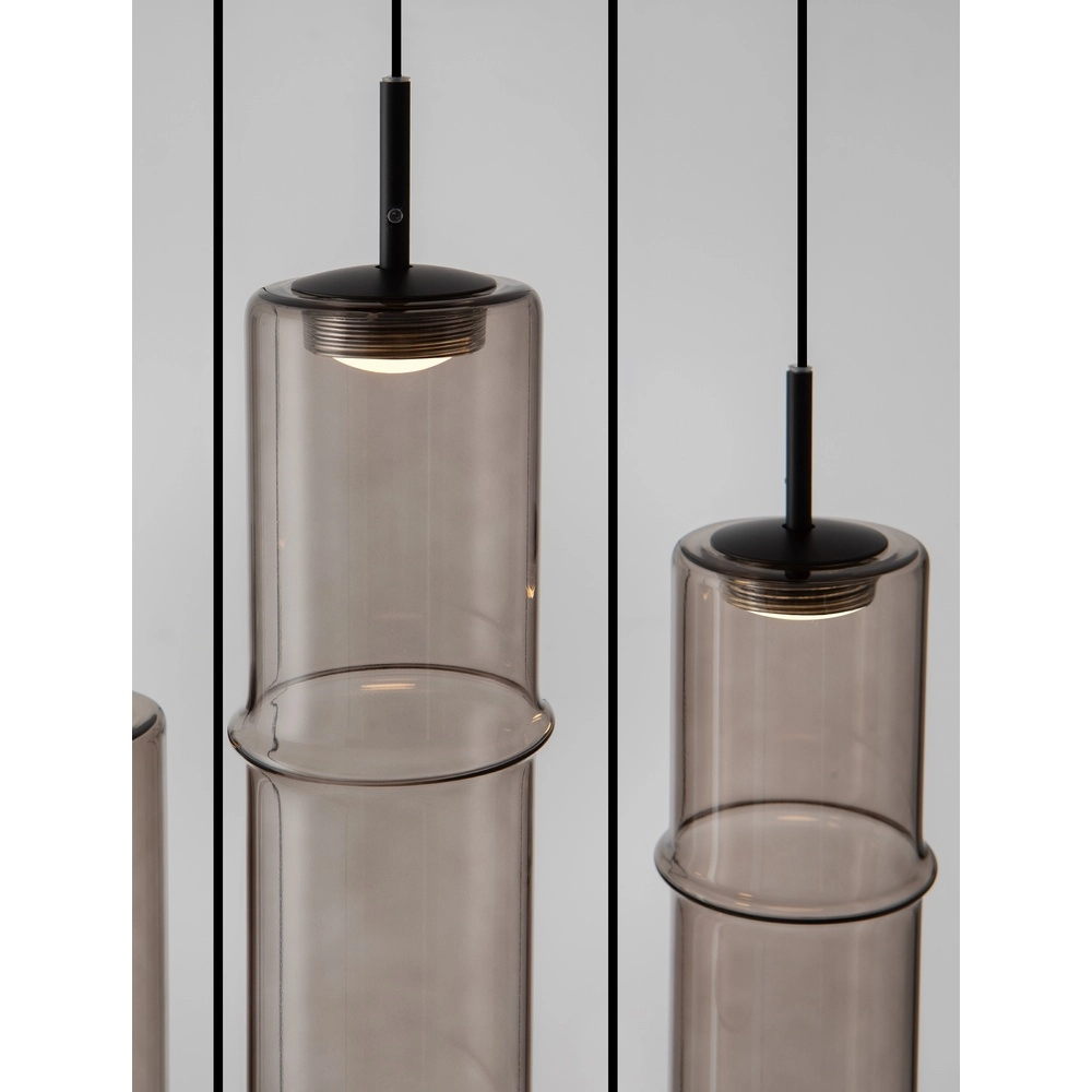 Suspension unique Sano Verre fumé rond à 5 lumières Lyora 5212017474056