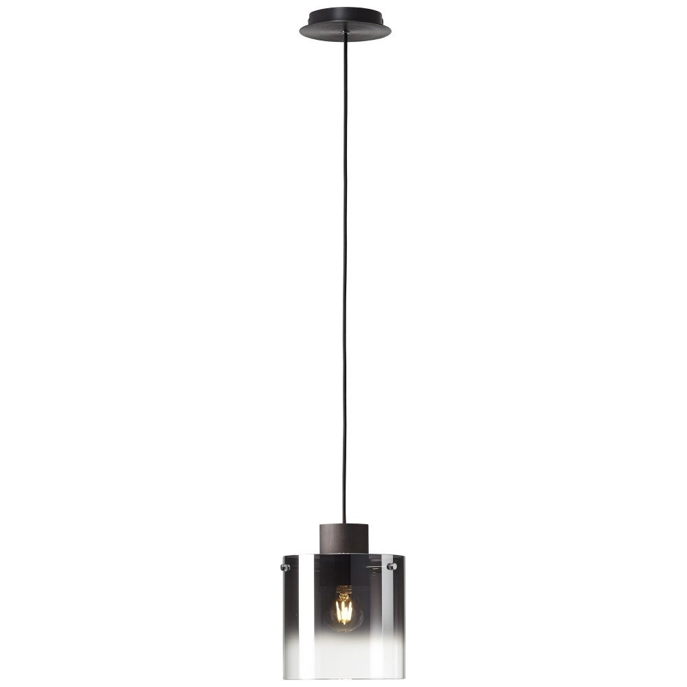 Lampe suspendue Beth E27 noir avec verre fumé Brilliant 4004353358470