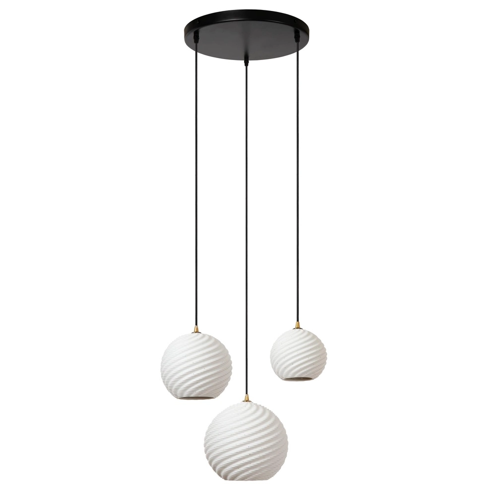 Lampe pendante de conception Bina Blanc rond à 3 lumières
