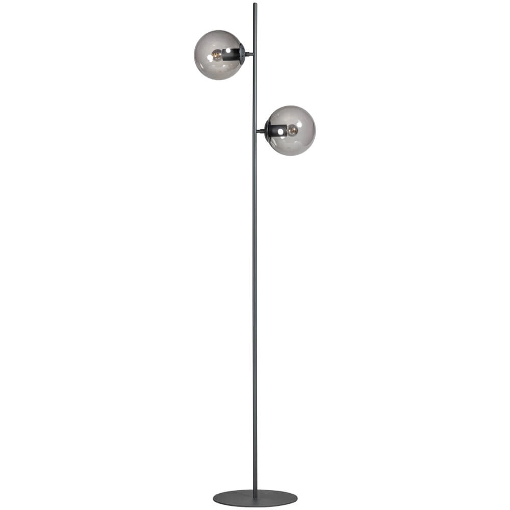 Lampadaire design Davina 2 lumières noir avec verre fumé Lampadaire design Davina 2 lumières noir avec verre fumé