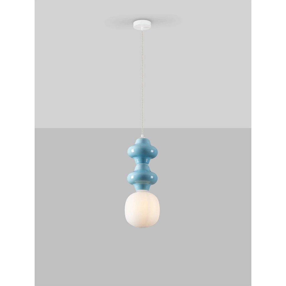 Suspension Clio M keremia bleu avec verre blanc Lyora 5212017461254
