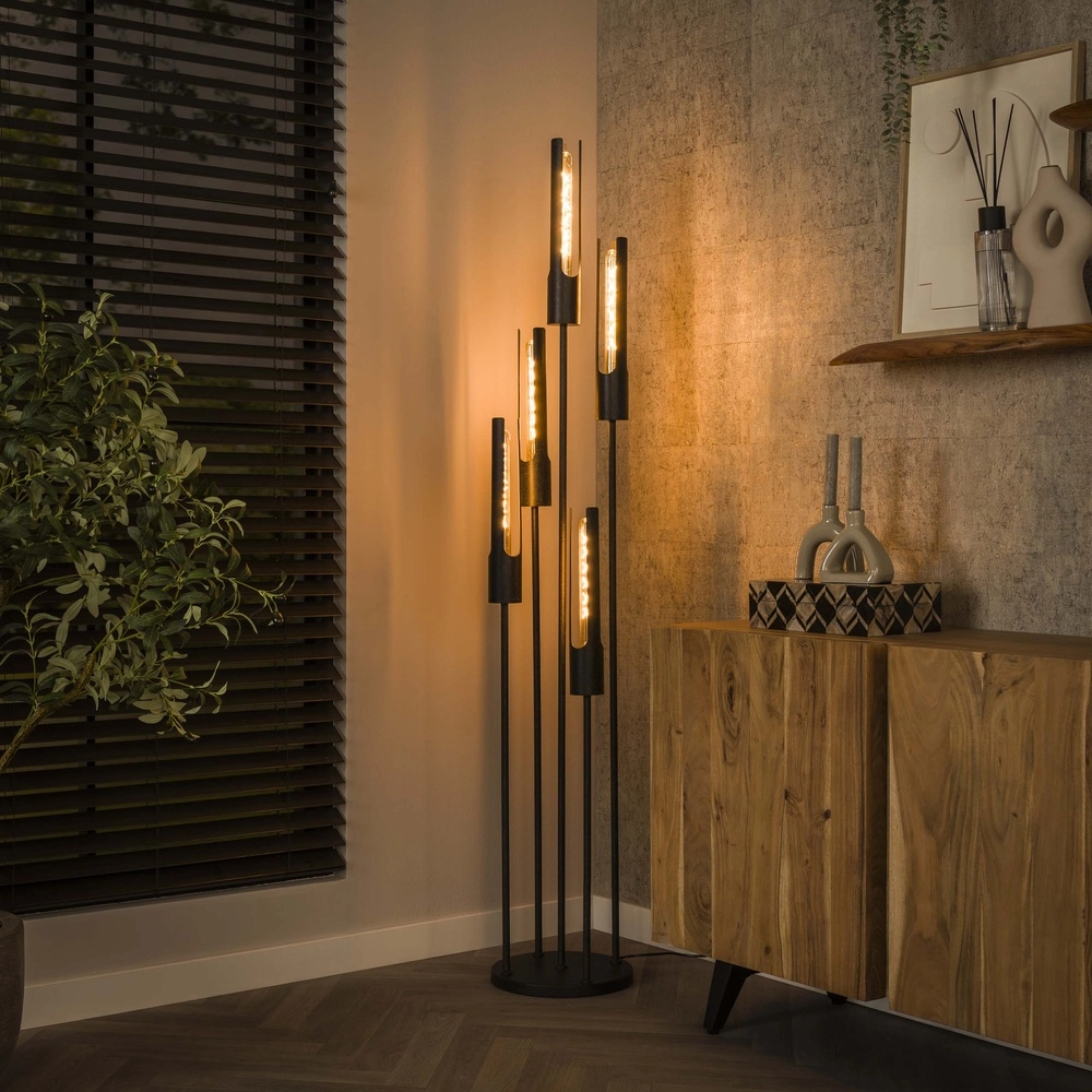 Lampe sur pied 5L Tube noir - E27