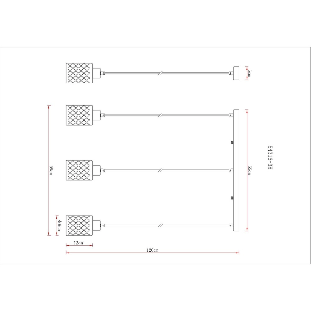 Lampe pendante de conception Alonso Noir à 3 lumières Globo 9007371575251