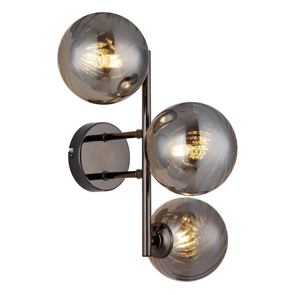 Lampe murale noire Conor avec du verre fumé
