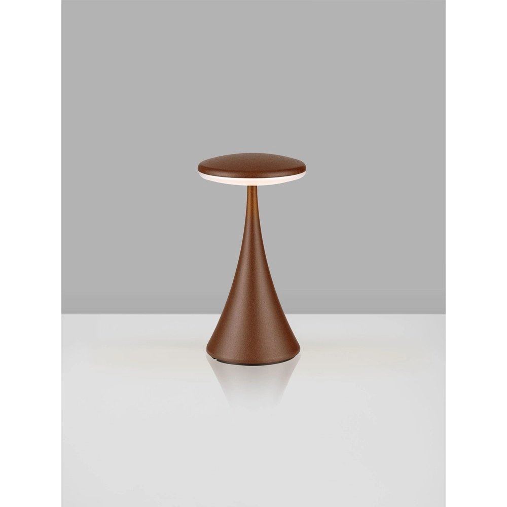 Lampe de table Elbo brun rouille rechargeable avec USB Lyora 5212017476944