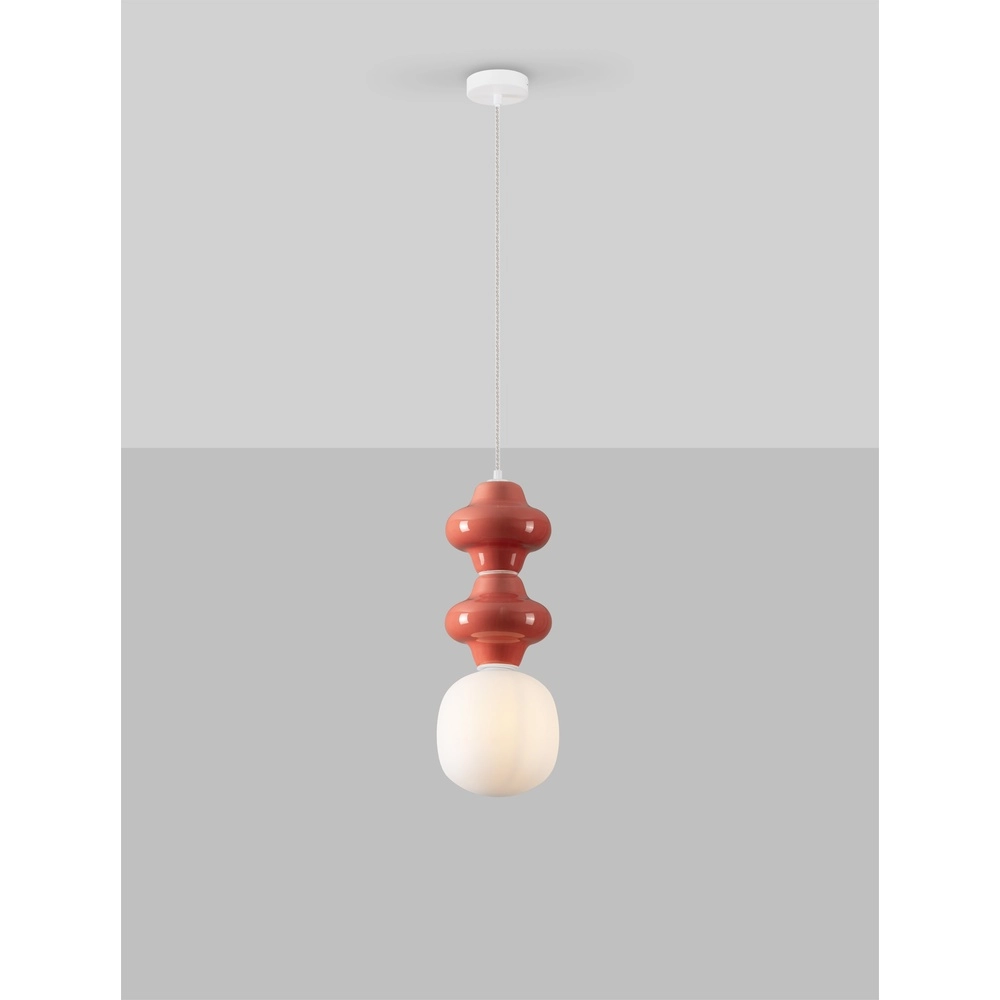 Suspension Clio M en céramique rouge avec verre blanc Lyora 5212017461230