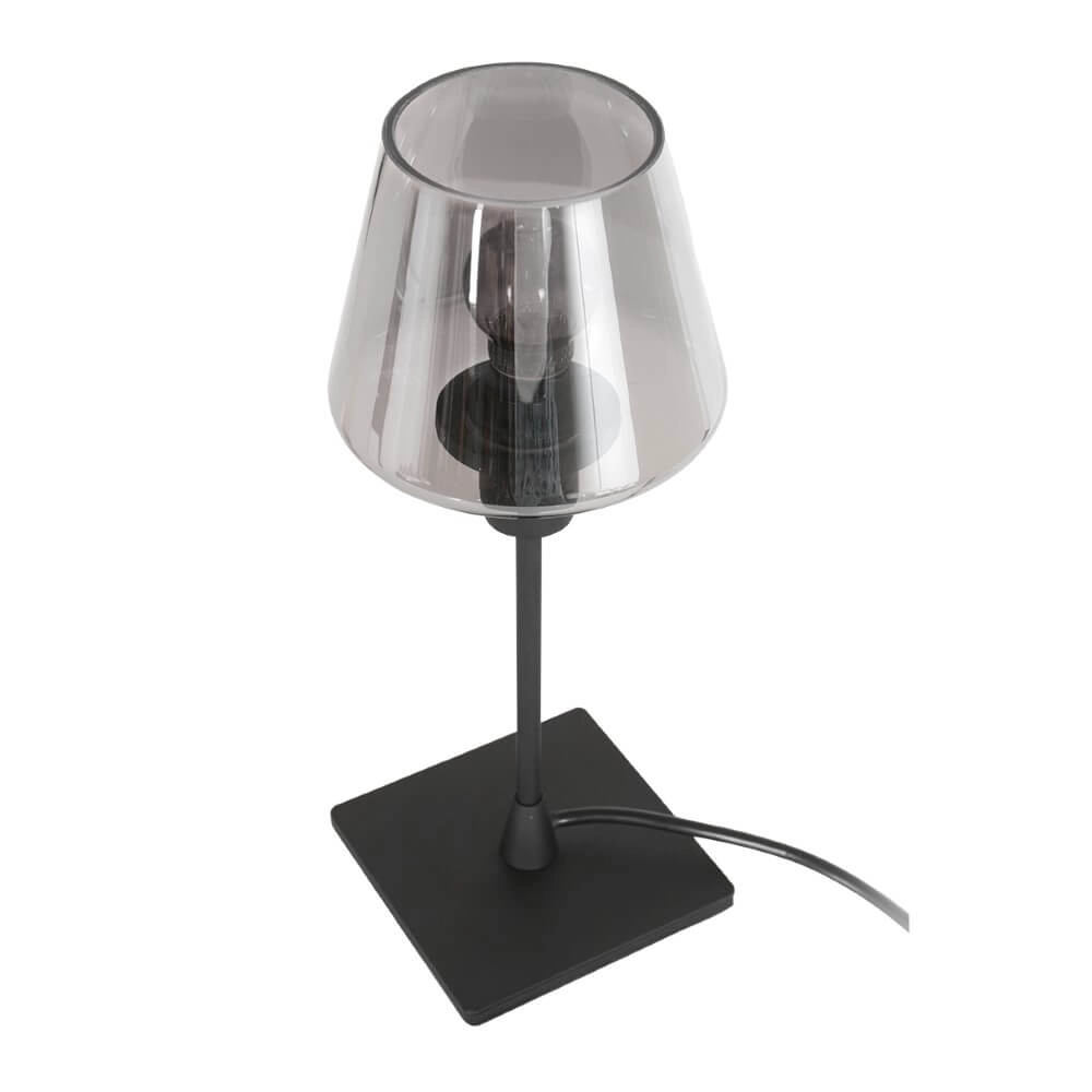Lampe de table noire Ancilla avec verre fumé Steinhauer 8712746146790