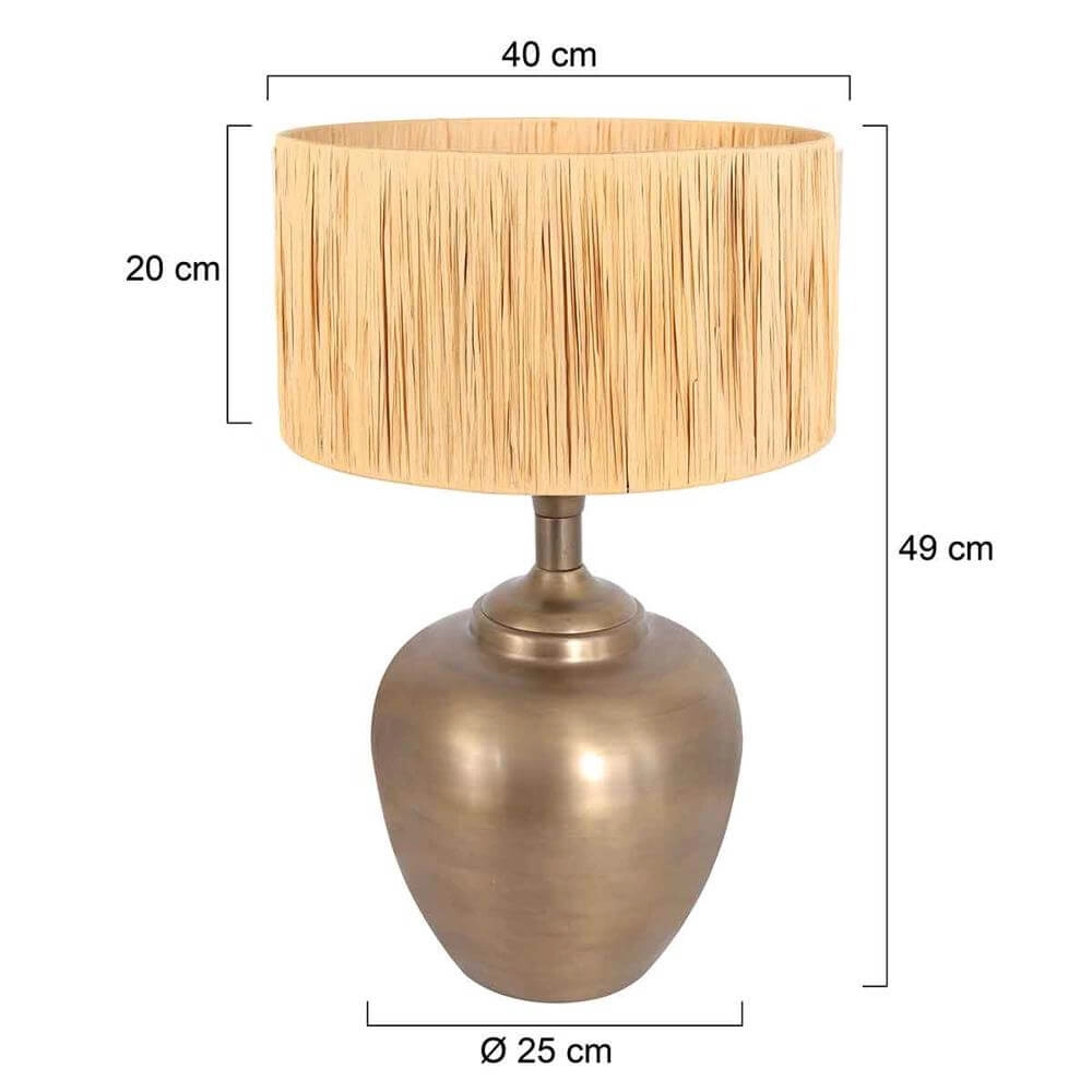 Ampoule de lampe de table Brass bronze avec abat-jour de couleur paille Steinhauer 8712746175691