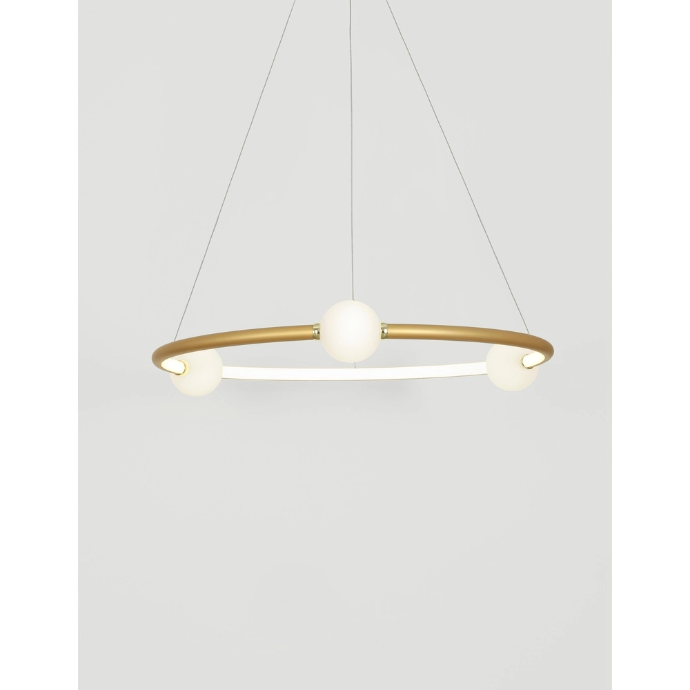 Suspension Celia Or avec rond blanc horizontal