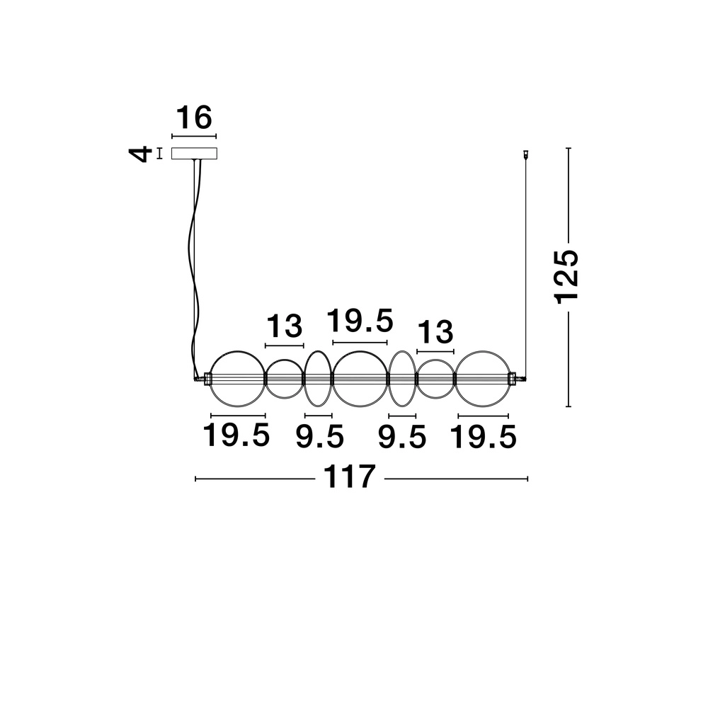 Suspension Bally Verre fumé horizontal Lyora 5212017449184