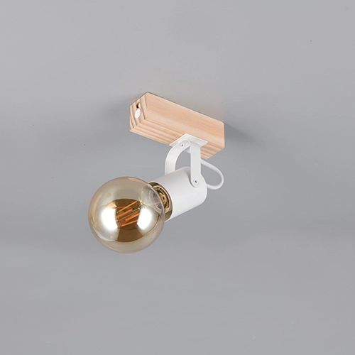 Lampe de plafond Lynar Blanc avec du bois Trio 4017807670707