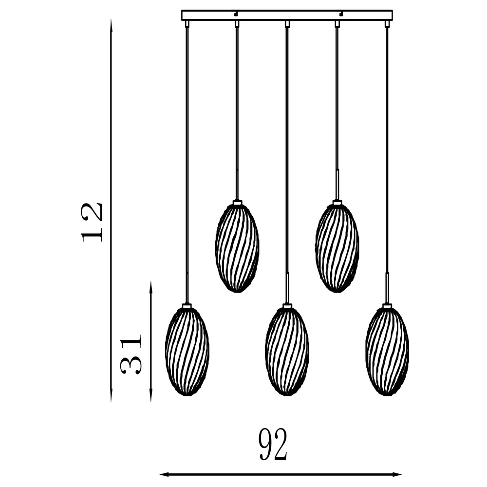 Suspension 5 lumières Whirl Verre coloré Searchlight 5053423299389