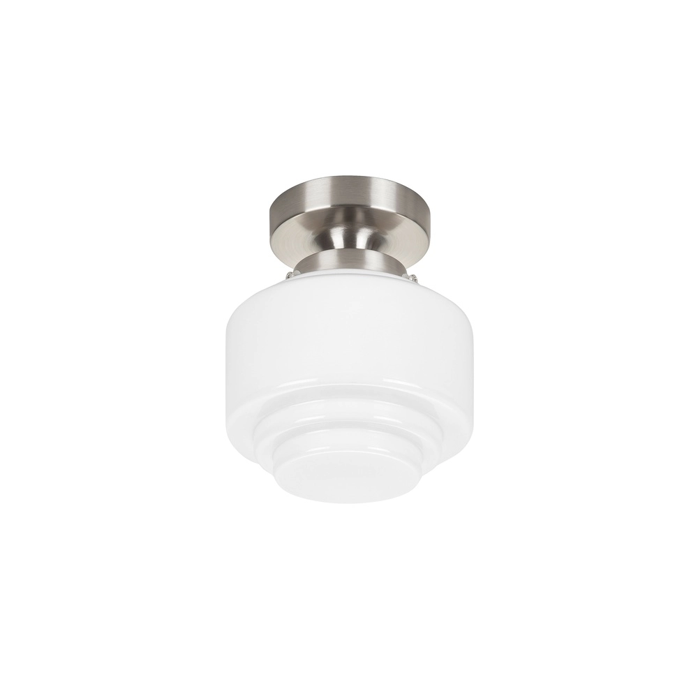 Plafonnier en nickel Cambridge verre blanc Ø 15cm