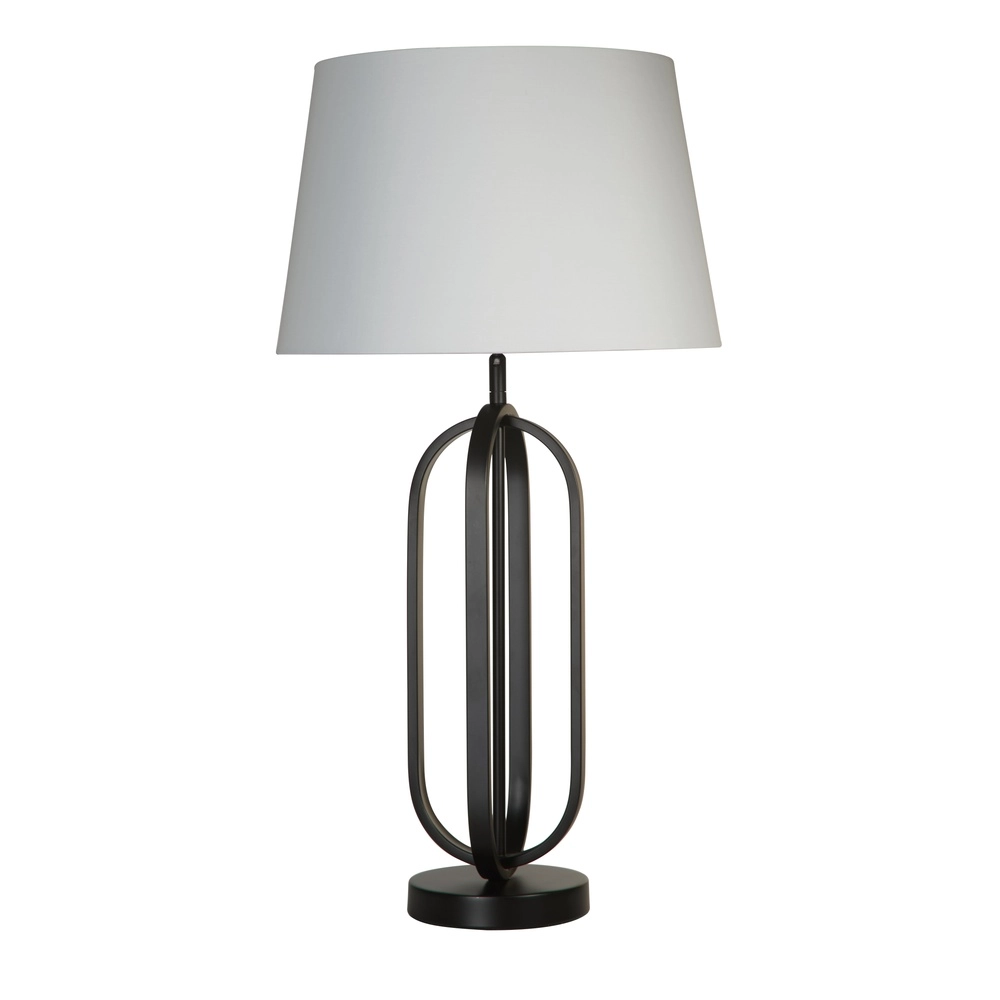 Lampe de table Chic noir avec capuche blanche