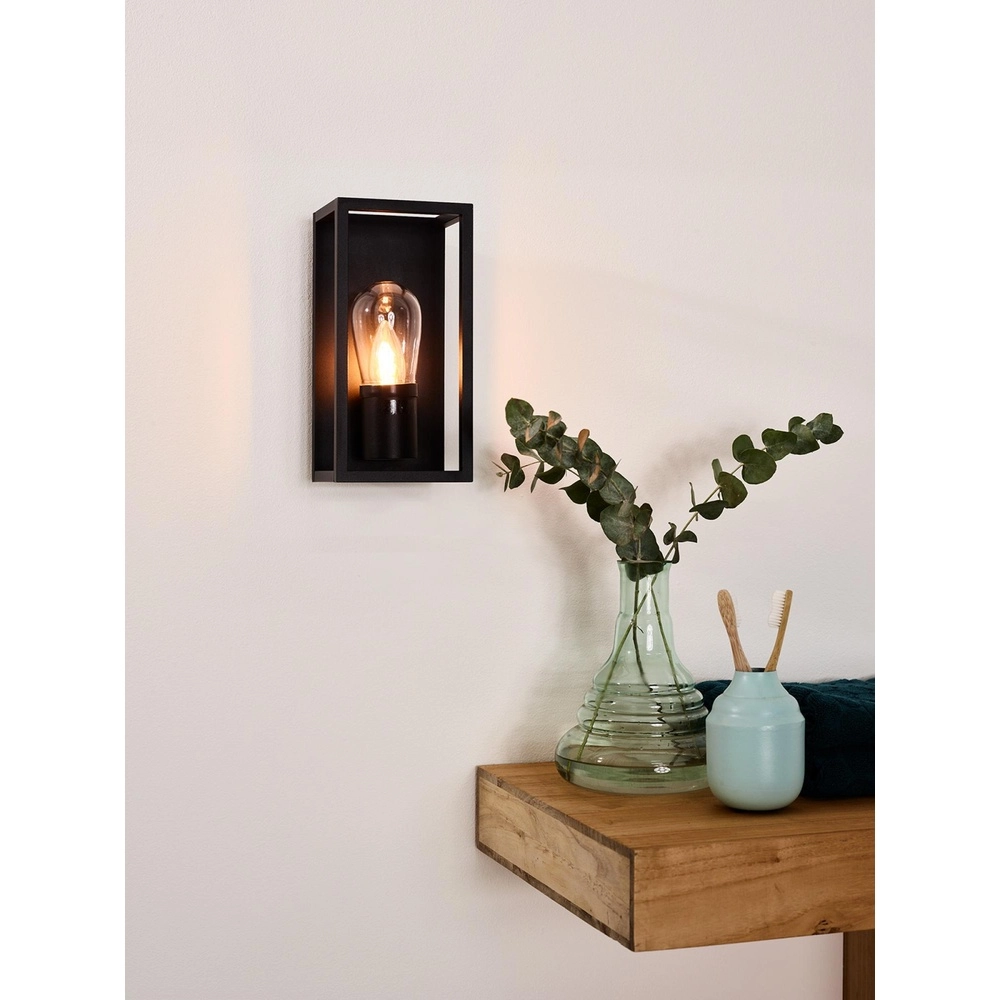 Lampe murale noire Carlyn salle de bain unique IP54 Lucide 5411212271723