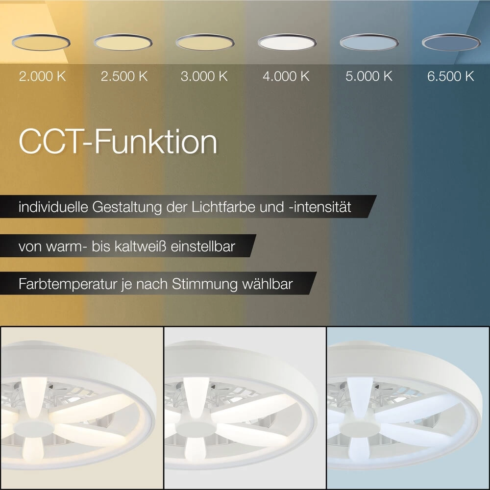 Ventilateur de plafond blanc Gaiano avec lampe RGB Brilliant 4004353455704