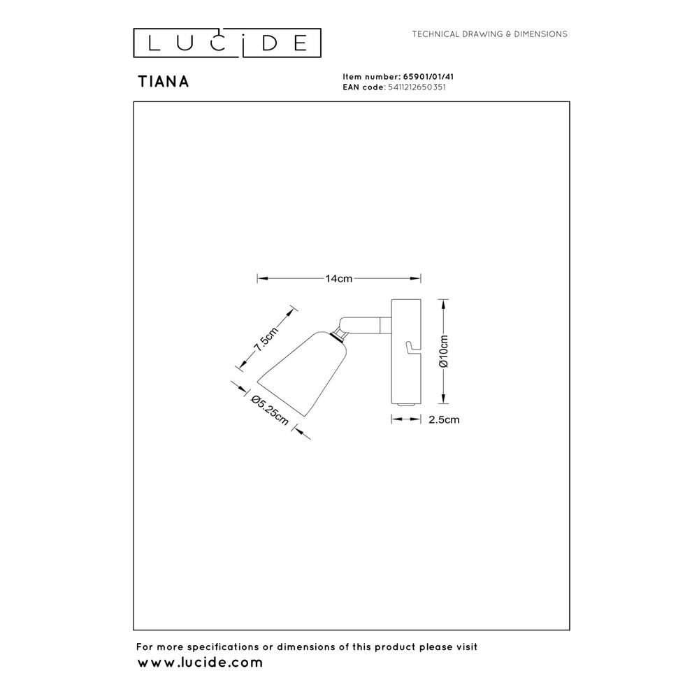 Projecteur de plafond Tiana taupe Lucide 5411212650351