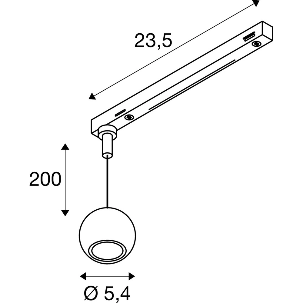 Suspension pour rail Dysko 1 phase blanche avec noir SLV 4024163316996
