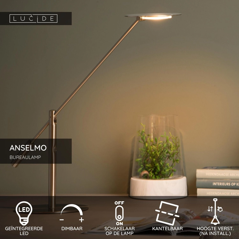 Lampe de bureau Anselmo Chrome Lucide 5411212193926