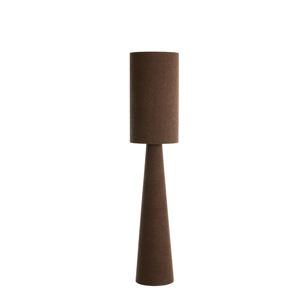 Lampe de pied Micky Ø 38cm - bouclé - brun