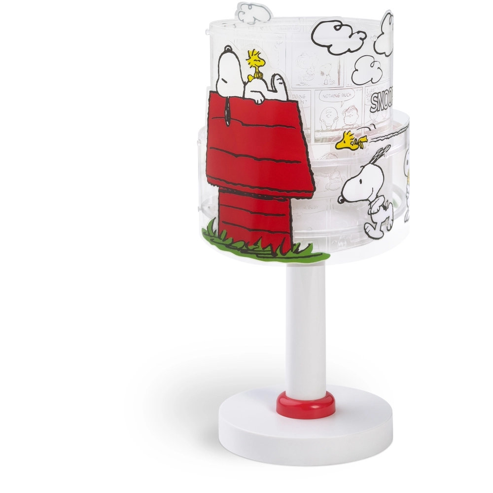 Lampe de table Snoopy blanc avec rouge Lampe de table Snoopy blanc avec rouge