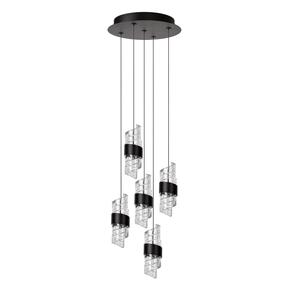 Lampe pendante de conception Kligande Projectile noire à 5 lumières