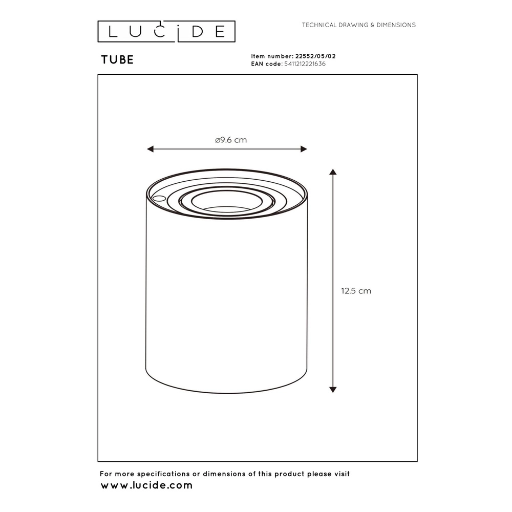 Lampe de table de conception Tube Or Lucide 5411212221636