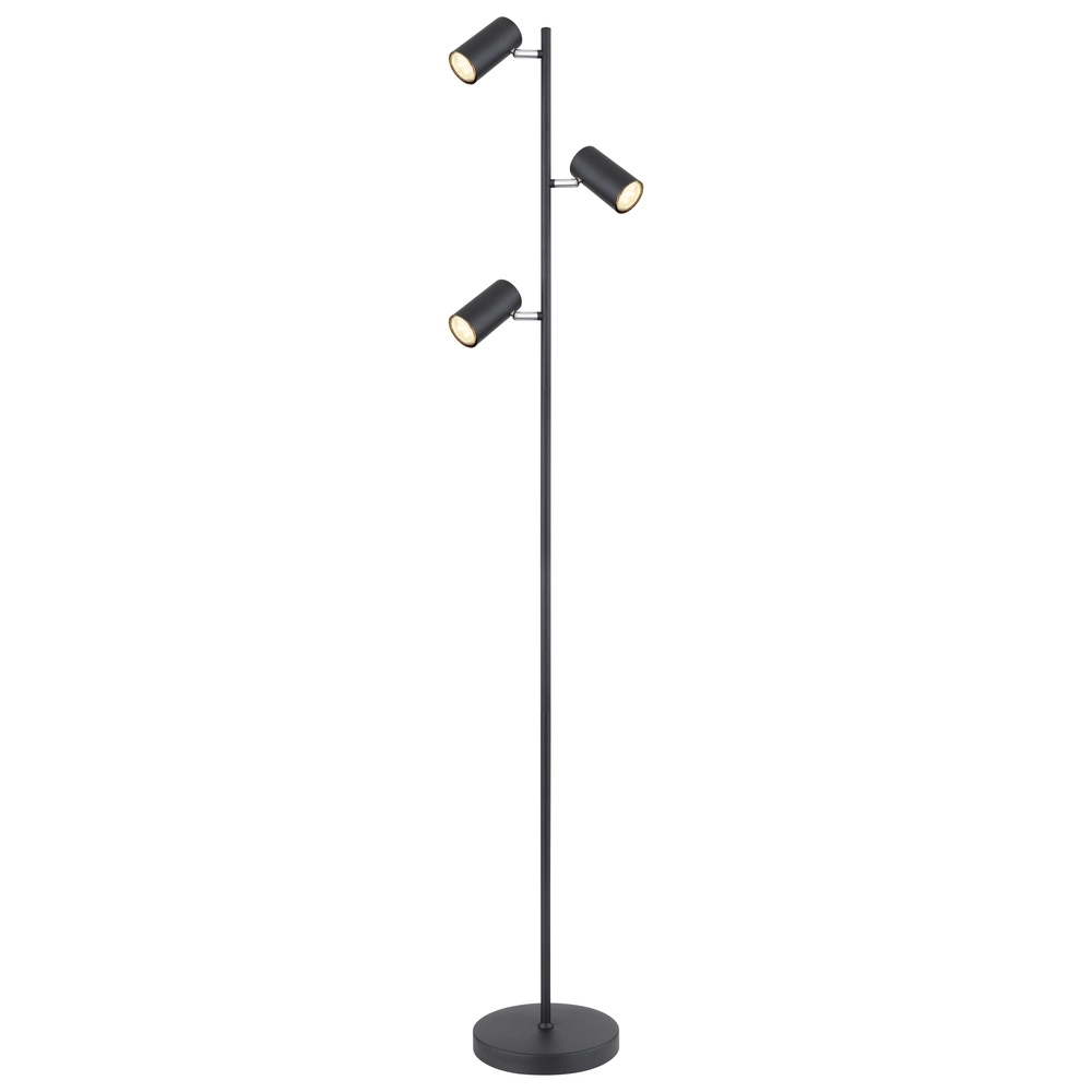 Lampe sur pied à 3 lumières Robby Noir