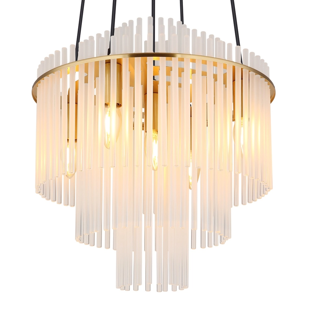 Lampe pendante Ø 40cm Gorley Or avec des bâtons en verre blanc Globo 9007371518135