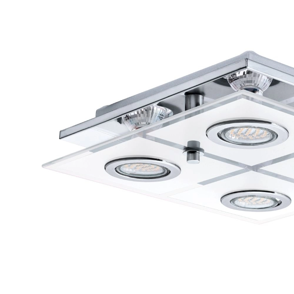 LED plafonnier Cabo Square 4x3w - 3000K - 29cm chromé Eglo 9002759309312