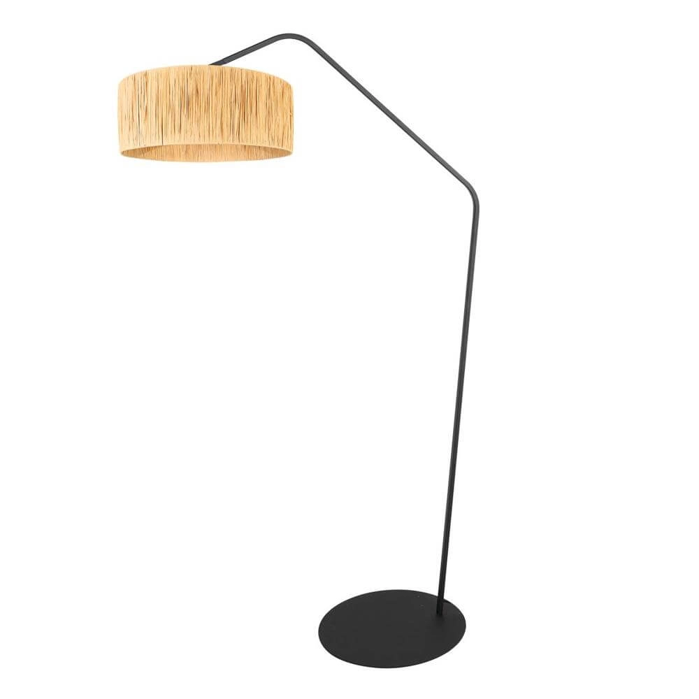 Lampadaire Zig-Zag noir avec abat-jour paille Ø 40cm Steinhauer 8712746179200