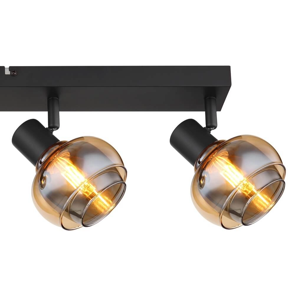 Plafonnier noir Tokki Verre fumé ambré à 4 lumières Globo 9007371446032