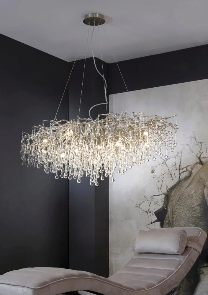 Grand lustre Icicle acier Paul Neuhaus 4012248332924