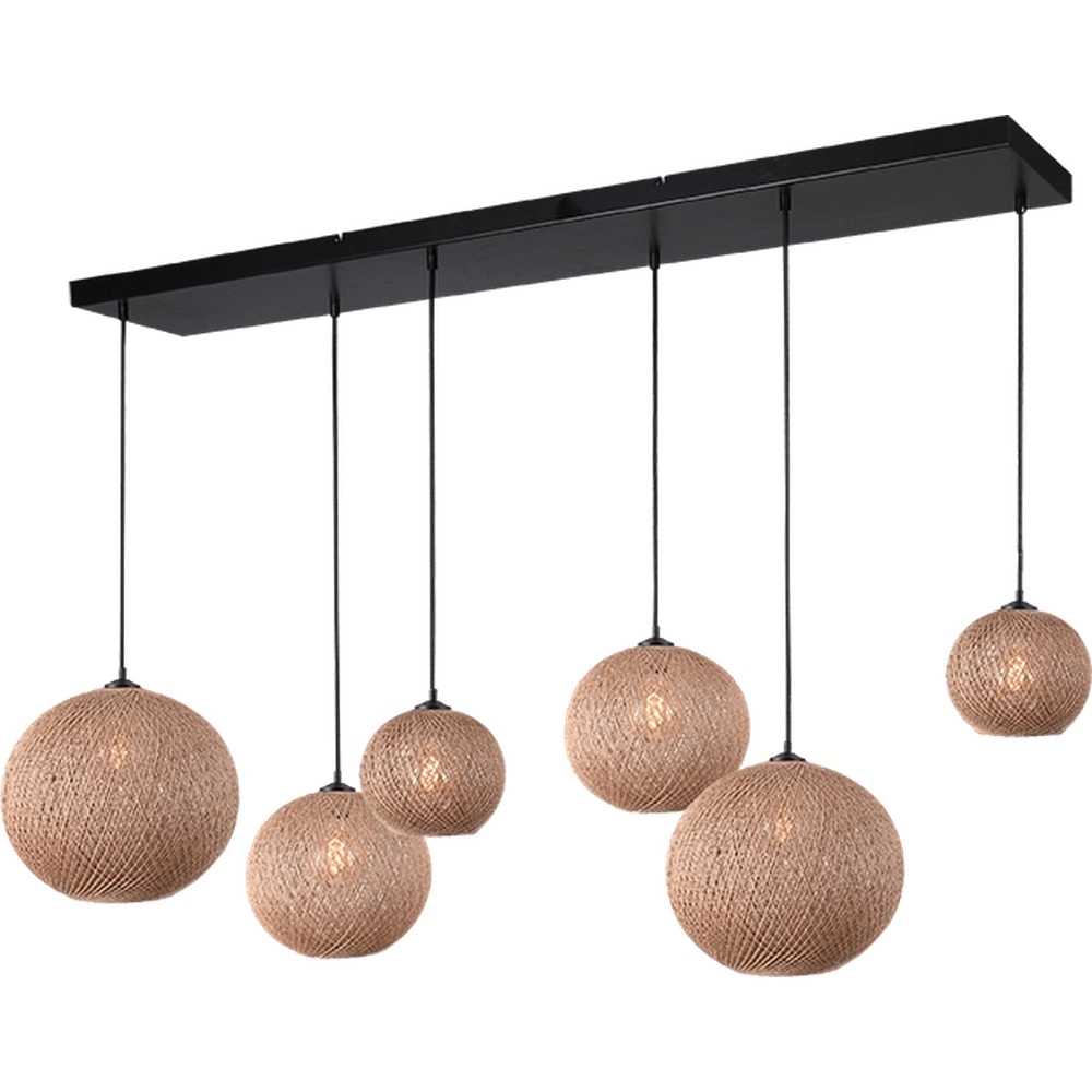 Lampe suspendue à 6 lampes Corda Rotin Vario
