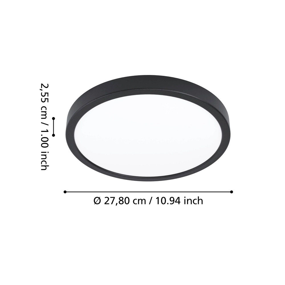 Lumière de plafond IP44 Fueva 6-Z rond - noir - Ø 27,8 cm Eglo 9008606330492