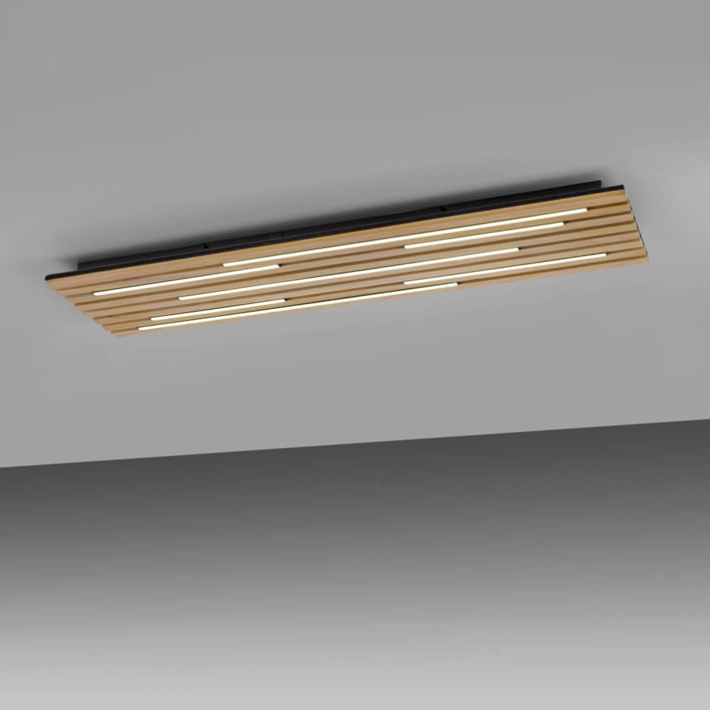Plafonnier rectangulaire Q-Akustik bois Paul Neuhaus 4012248385371