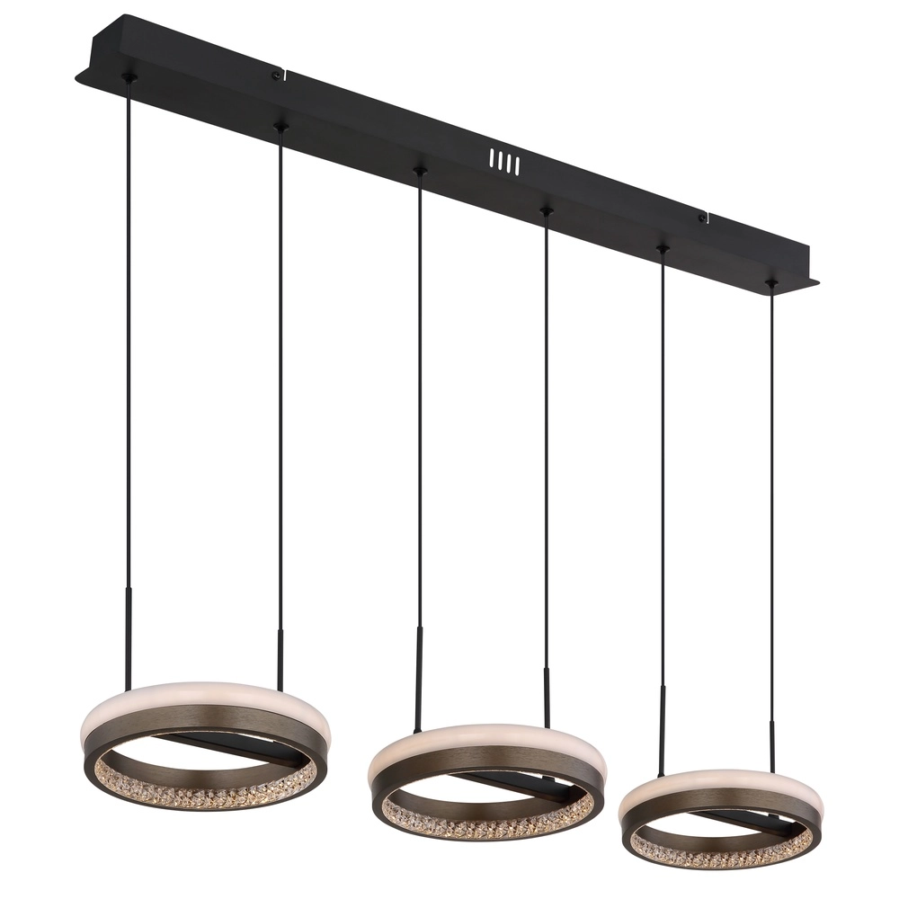 Lampe pendante de conception Della 3 lumières noires Globo 9007371462742