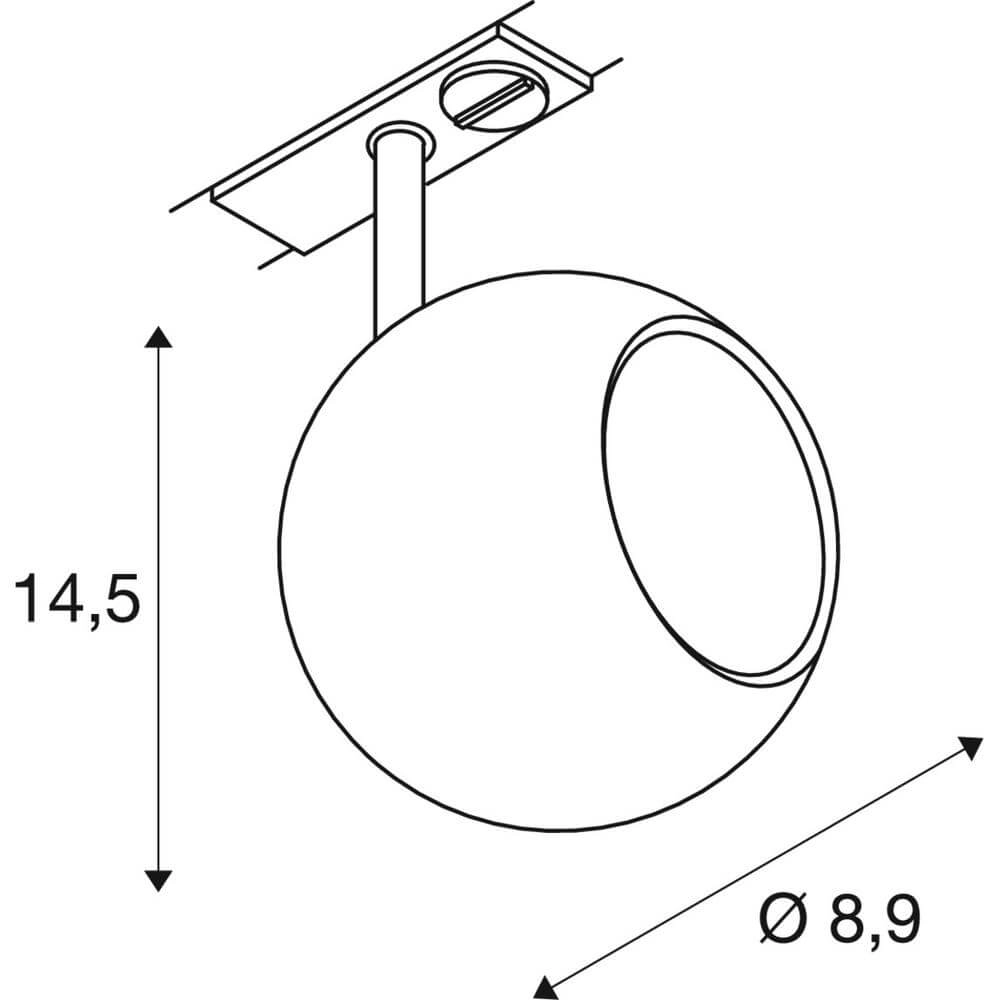 Spot pour le rail Light Eye 90 noir Ø 9cm 1 phase SLV 4024163295468