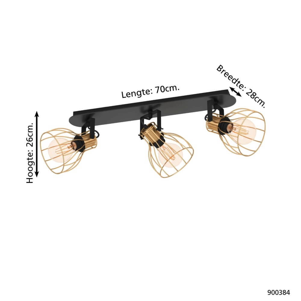 Plafonnier doré Sambatello 3x E27 Eglo 9008606243655