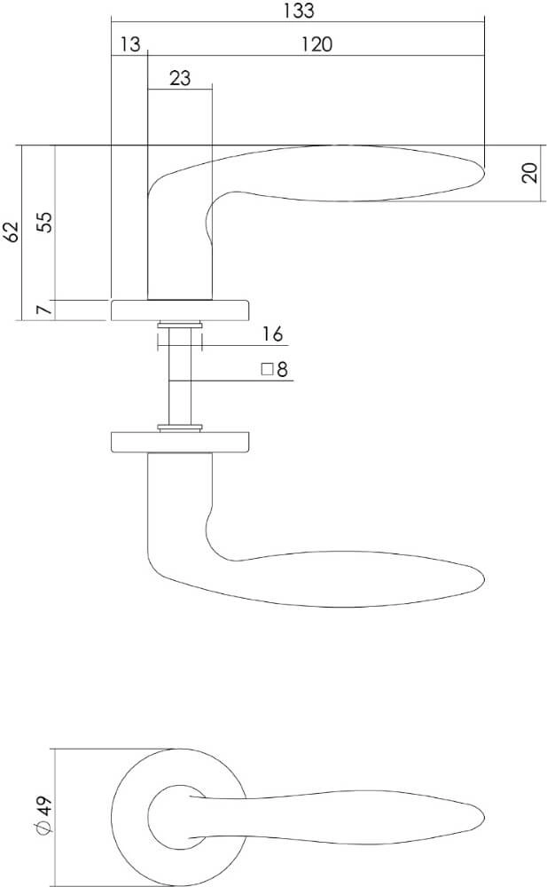 Poignée de porte classique Sigaar chrome sur rosace Intersteel 8714186068250
