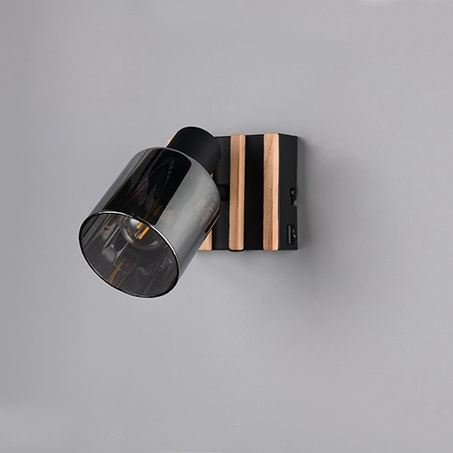 Lampe murale Travia noir avec bois Trio 4017807682588