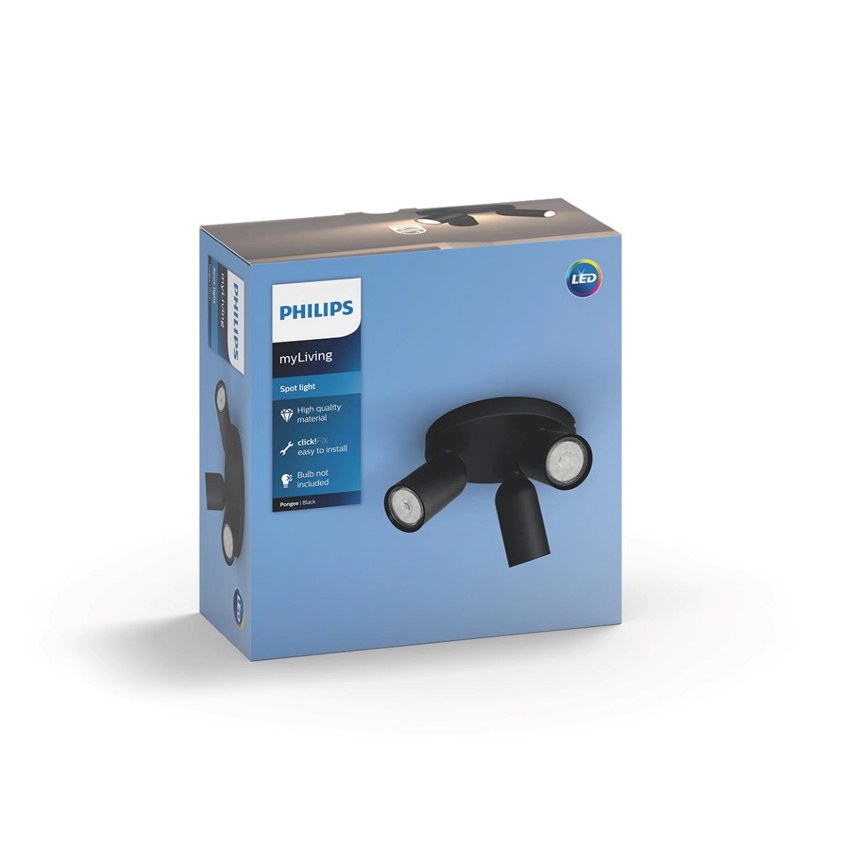 spot Pongee 3 lumières noir Philips 8718696164846