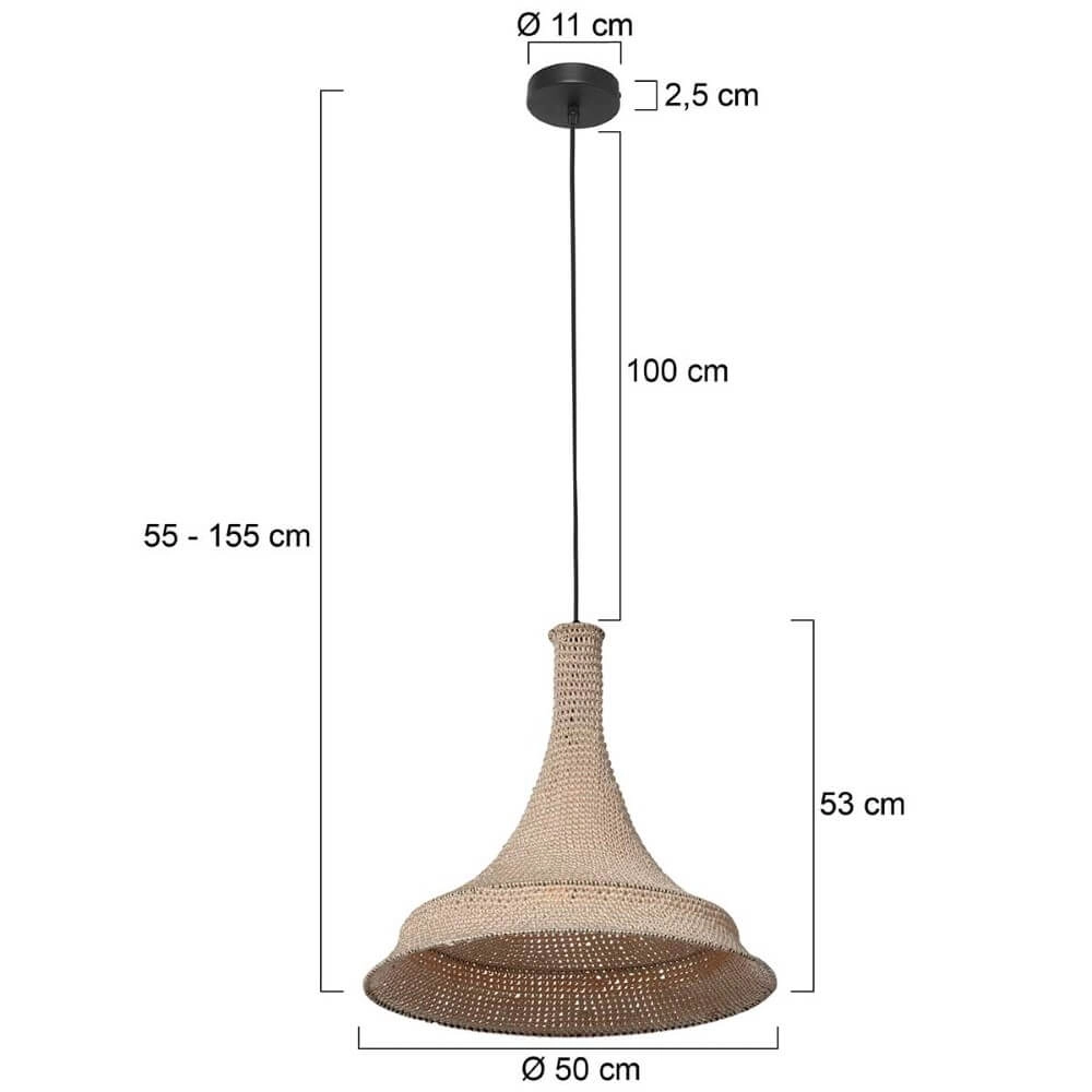 Lampe suspendue Ø 60cm Marrakesch de corde marron Steinhauer 8712746161496